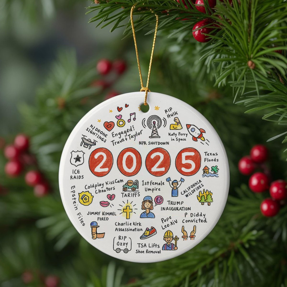 2025 Christmas Ornament 2025 Year in Review Ornament Funny Cute Year to Remember Commemorative Ornament Notable Events Remember Gifts
