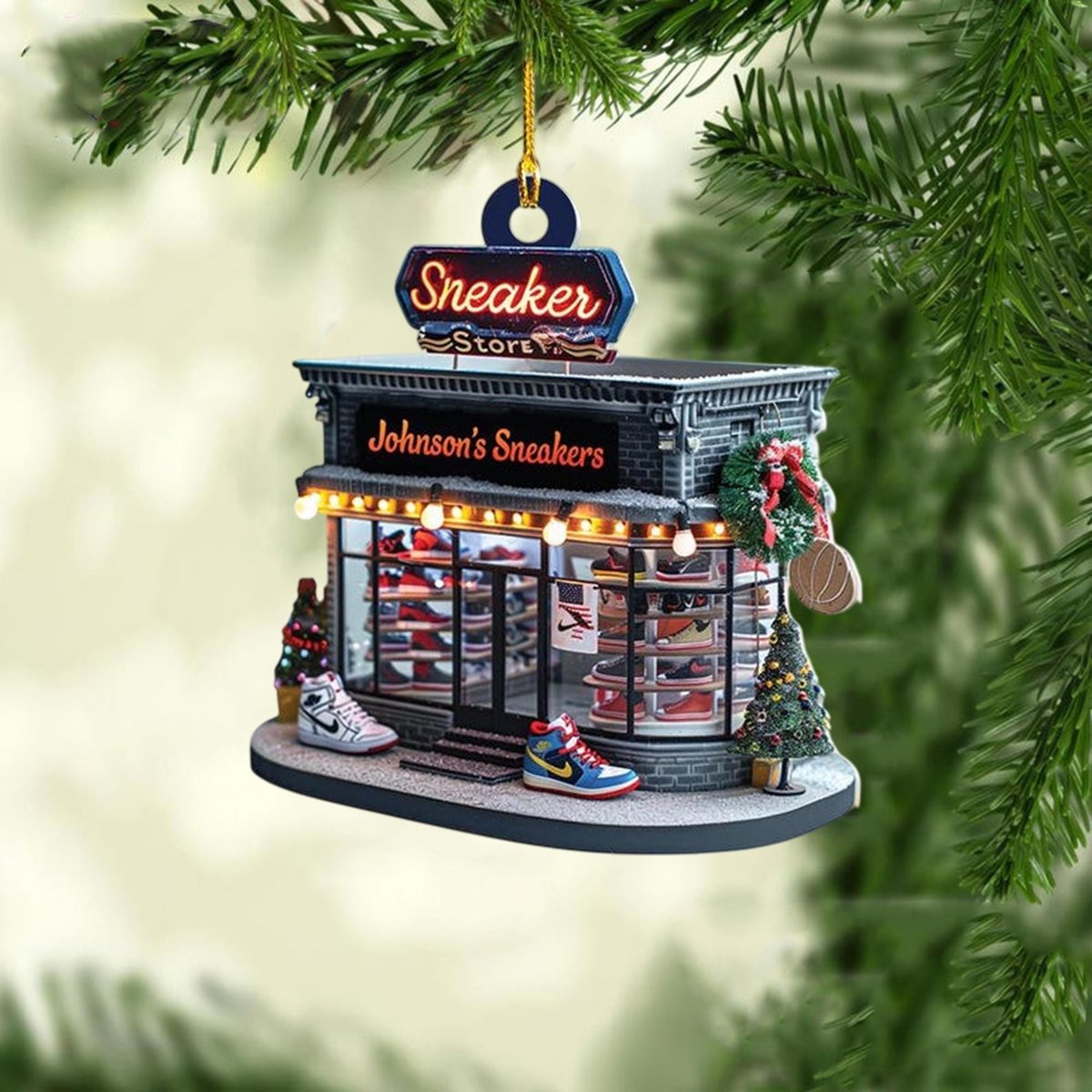 Personalized Sneaker Store Ornament Custom Name Shoe Shop Christmas Decoration Gift for Sneaker Lovers Christmas ornament 2025