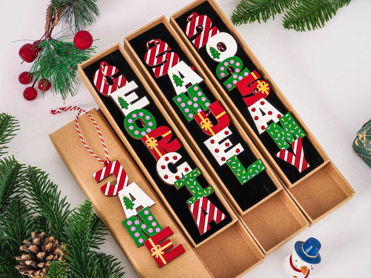 Custom Alphabet Christmas OrnamentChristmas Name Letter Ornament2025 Christmas Tag for StockingChristmas Tree DecorChristmas Family Gift