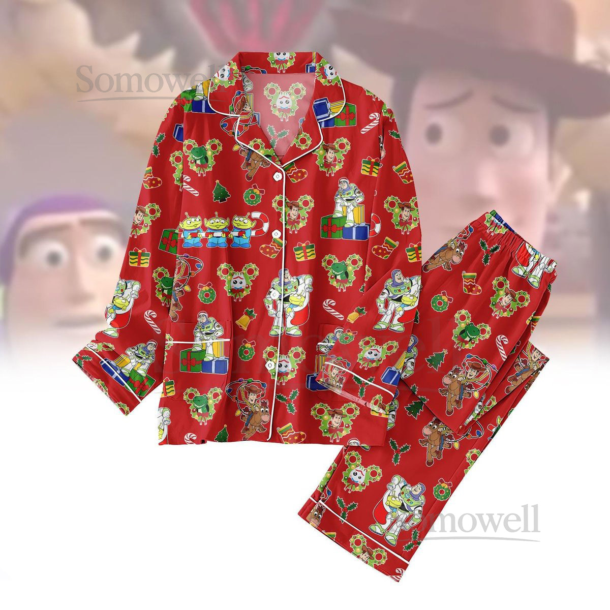 Toy Story Christmas Pajamas Set Buzz Lightyear Woody Women Pajamas Disney Characters Holiday Pajamas Xmas Loungewear Cartoon Shirt_60