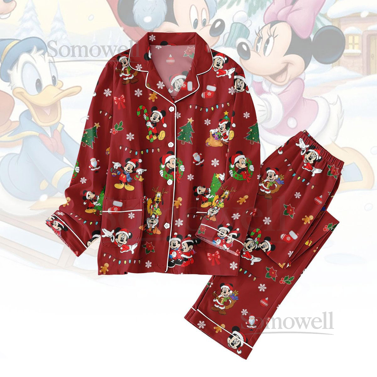 Mickey Mouse Christmas Pajamas Set Disney Mouse Women Pajamas Disneyland Holiday Pjs Mickey Minnie And Friends Loungewear Xmas Gift_46