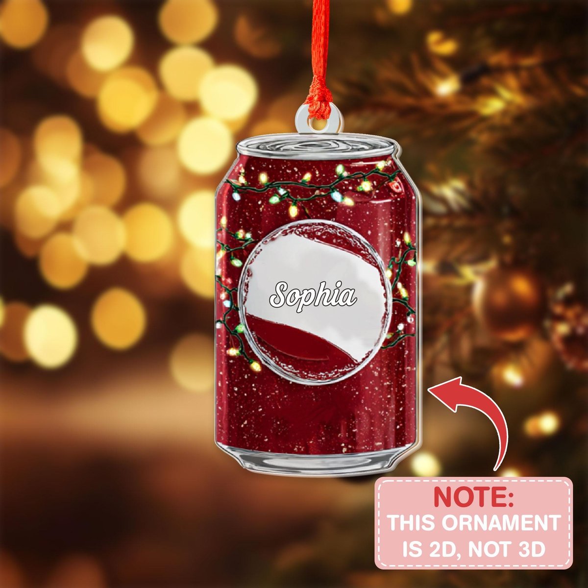 Personalized Soda Can Ornament Custom Name Gift Drink Lover Christmas Decor Beverage Can Ornament Funny Holiday Gift