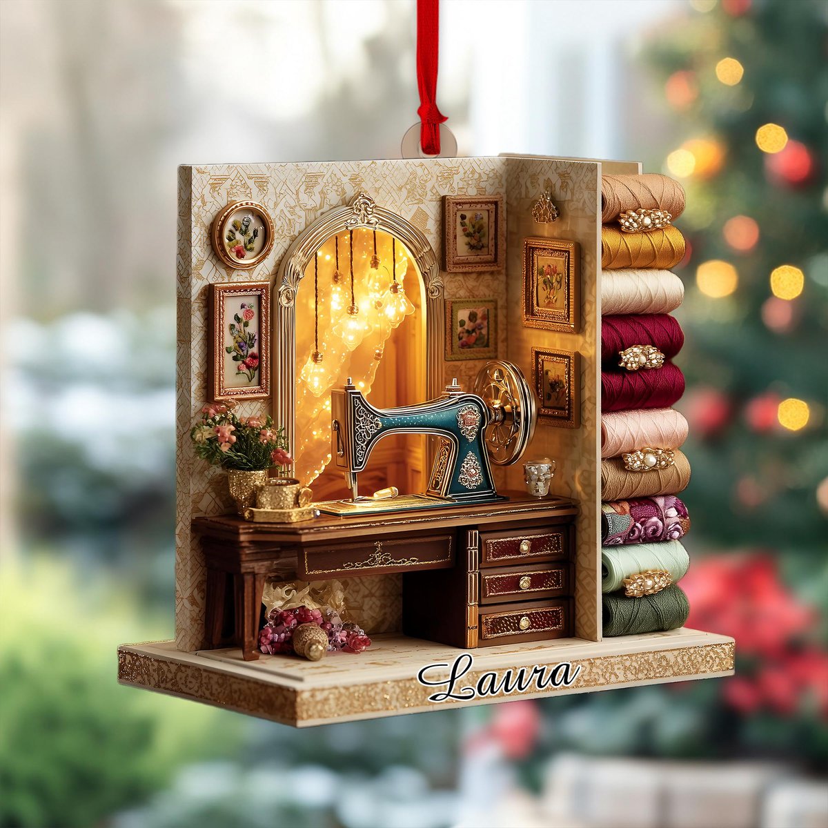 Custom Quilter 2025 Sewing Machine Ornament Personalized Christmas Keepsake For Seamstress Craft Room