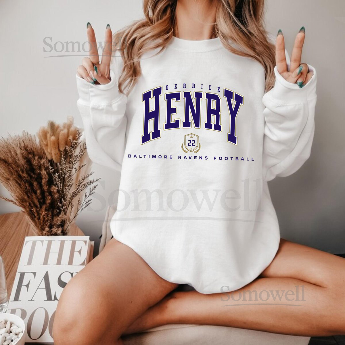Derrick Henry Baltimore Ravens Sweatshirt Vintage Football Crewneck_611