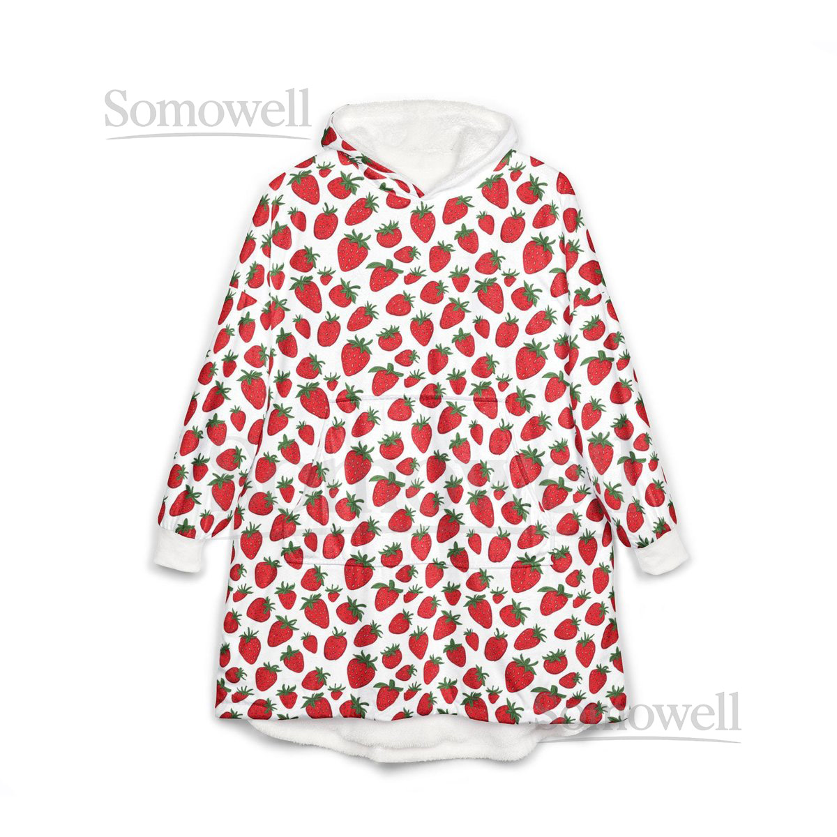 Cozy Strawberry Hooded Blanket Perfect for Cozy Nights Gifts for Her Home Décor Birthday Family Gatherings_27