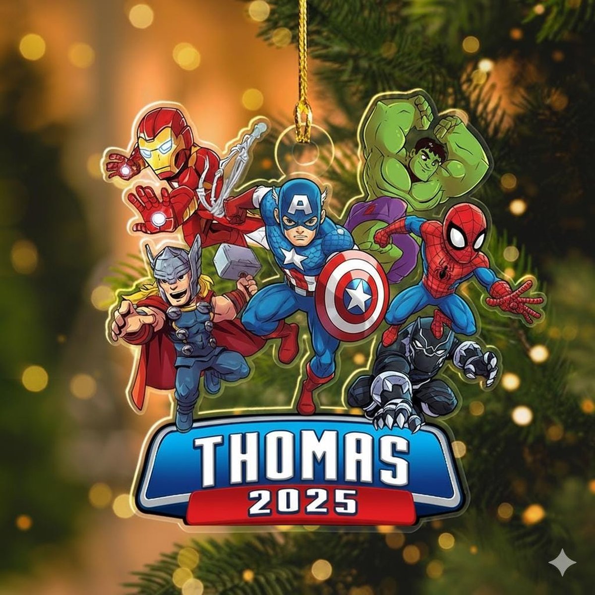 Personalized Superhero Ornament Spidermam Ornament Hulk Ornament Avengers Ornament Christmas Gift For Kid Ironman Black Panther Thor