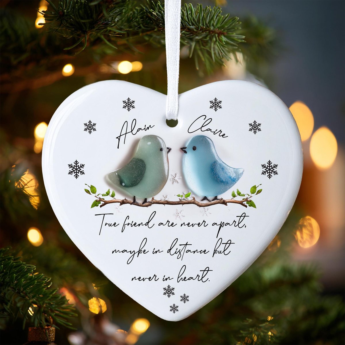 Personalized Friend Sea Glass Apart 2D FLAT OrnamentTimeless Friendship Christmas OrnamentBFF Bestie Best Friend GiftTrue Friend Forever