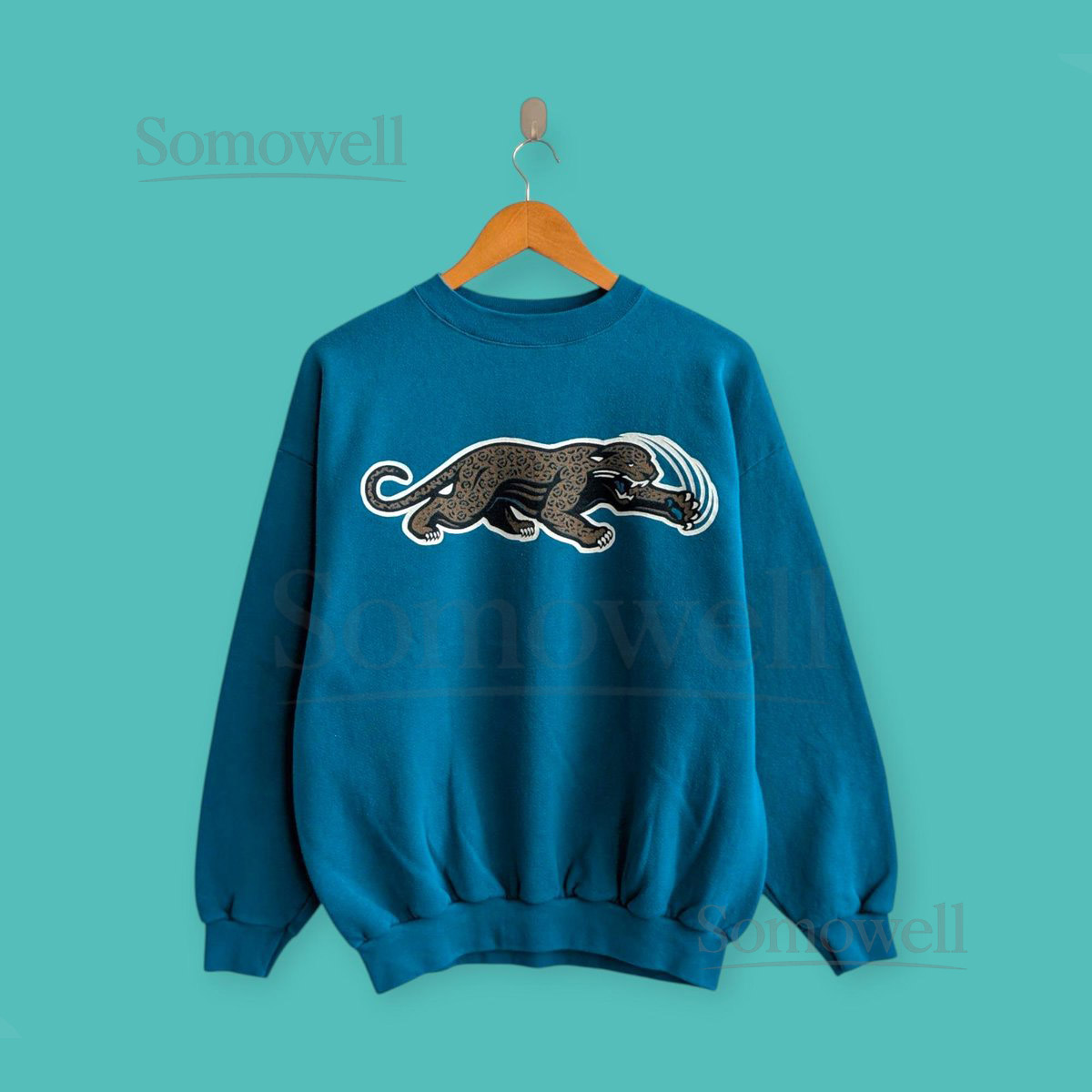 vintage 90s Jacksonville jaguars sweatshirt Jacksonville jaguars crewneck sweater pullover streewear style nice teal colour size_935