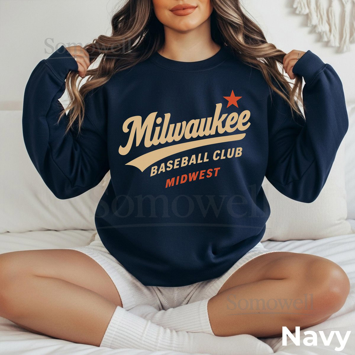 Milwaukee Baseball Sweatshirt 100 Cotton Retro Script Tee Unisex S-3XL_686