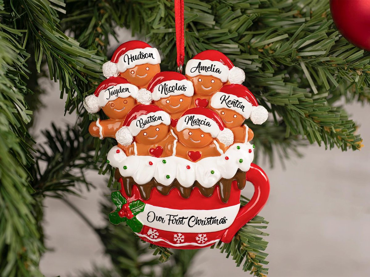 Personalized Gingerbread Family Ornament Resin Christmas Decor