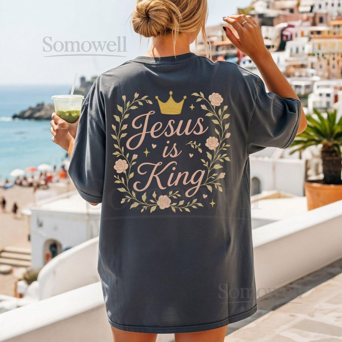 Jesus is King Floral T-Shirt - Religious Tee Christian Apparel King Shirt Faith-Based Clothing Conservative Gift God Shirt Church Tee_210
