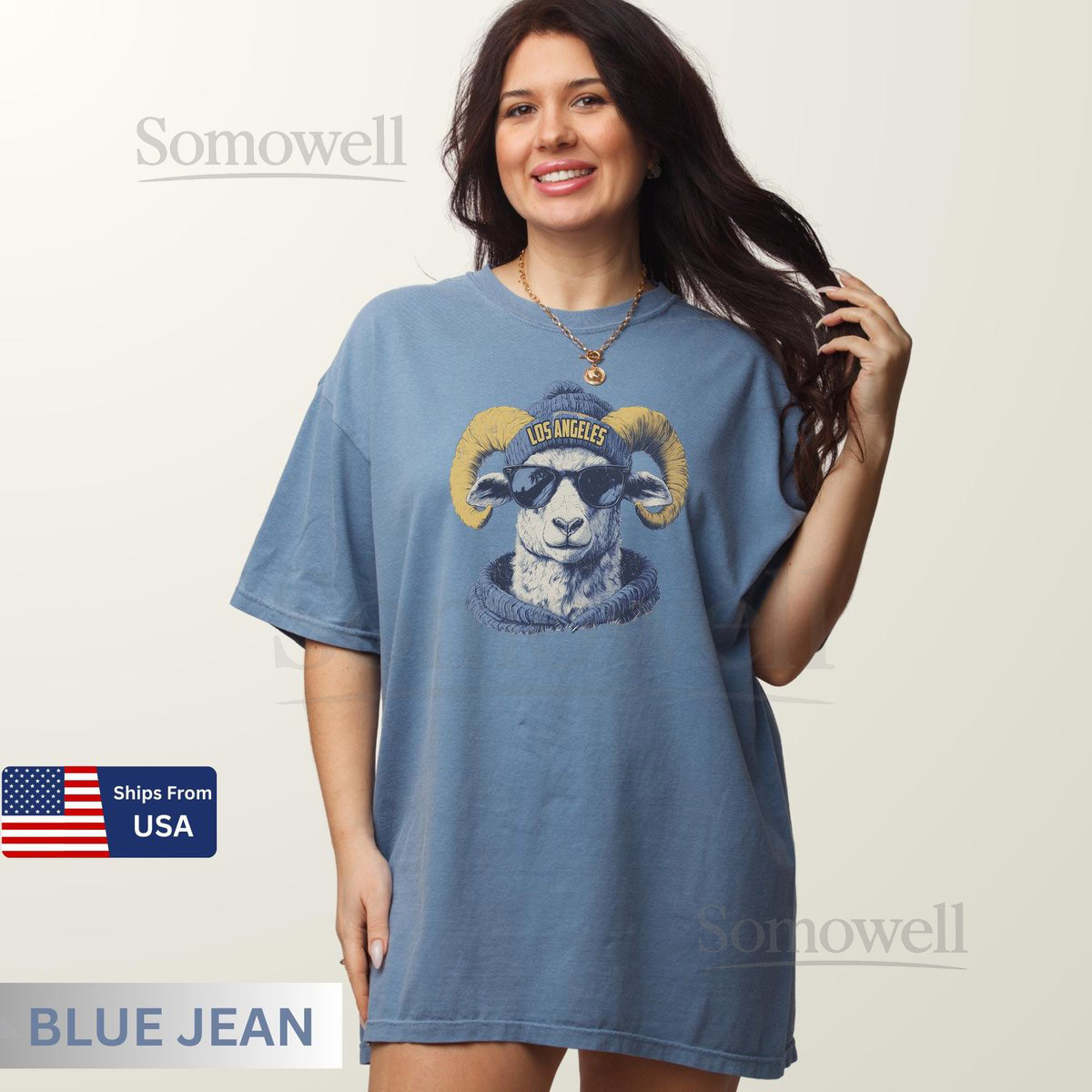 Los Angeles Football Mascot Style Comfort Colors T-Shirt Rams Game Day Tee Vintage LA Football Shirt Team Spirit Graphic Tee_548