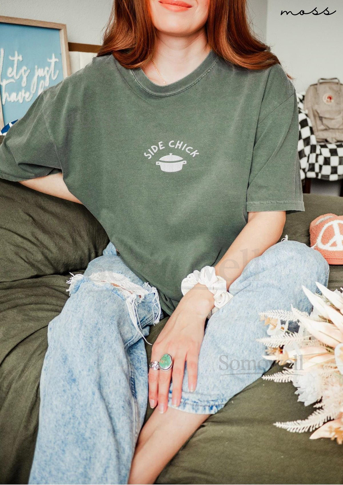 Side Chick Embroidered Shirt Funny Thanksgiving Comfort Colors Tee Food Pun Fall Shirt Friendsgiving Outfit Sarcastic Turkey Day Tshirt_164