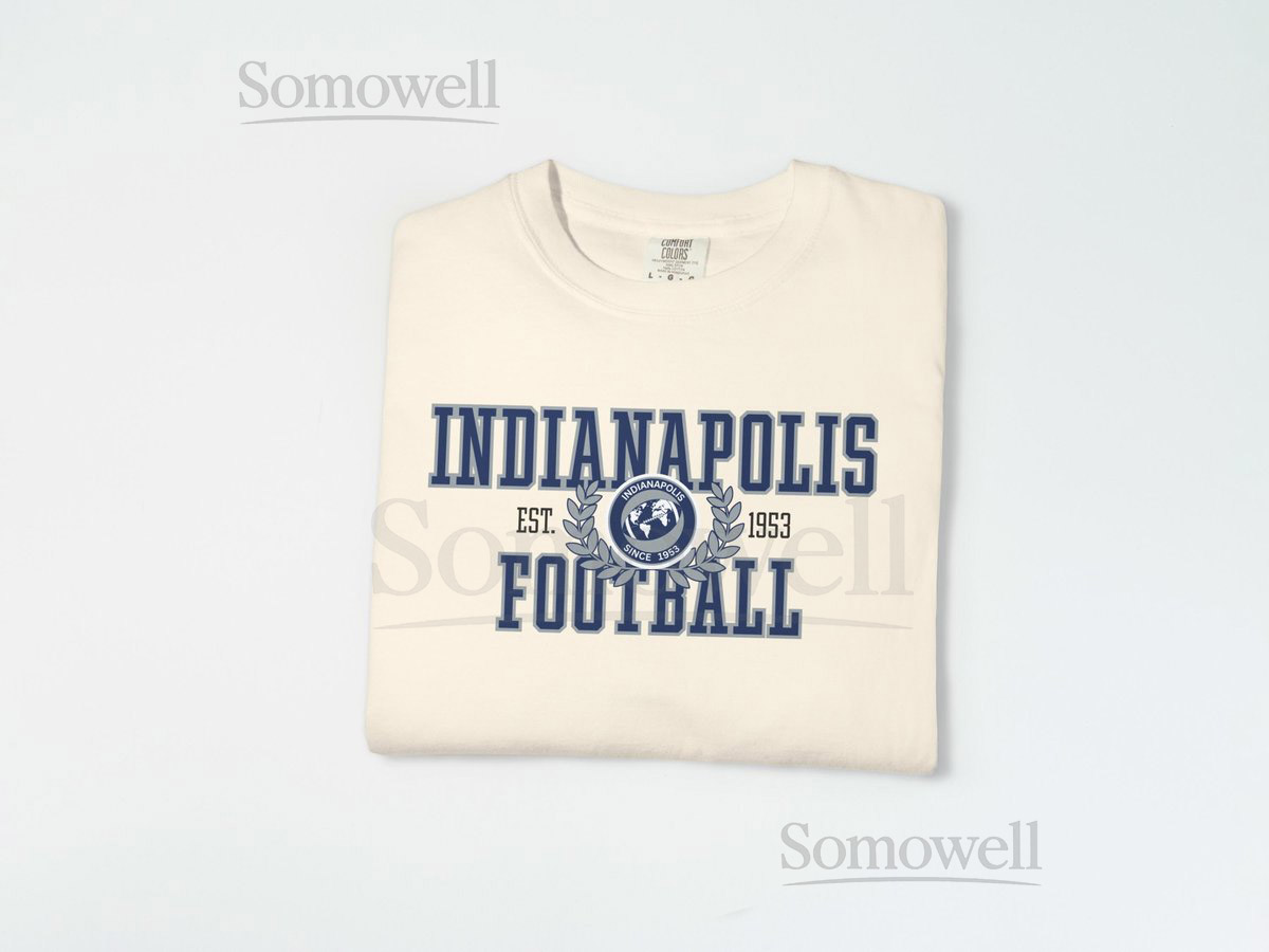 Indianapolis Football Shirt Comfort Colors 1717 Vintage Collegiate Crest Football Mom Game Day Tee Retro Graphic Football _517