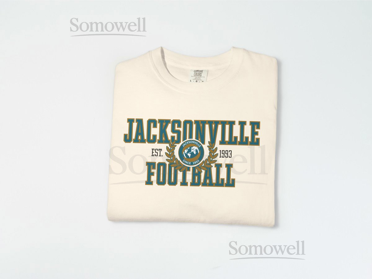 Jacksonville Football Shirt Comfort Colors 1717 Vintage Collegiate Crest Football Mom Game Day Tee Retro Graphic Football _608