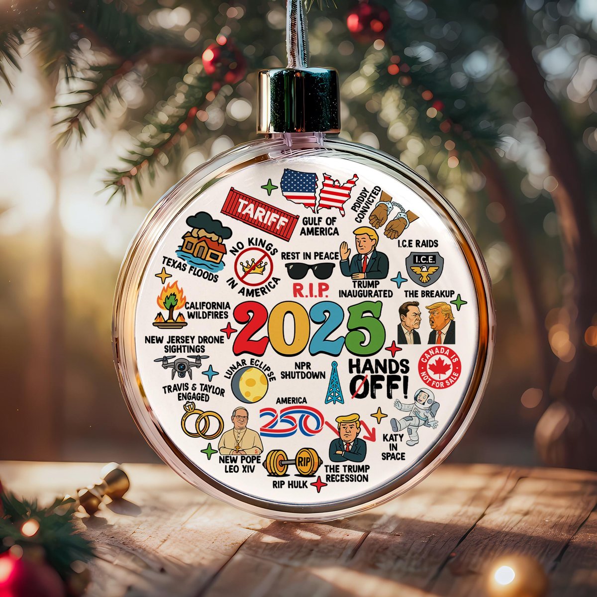 2025 Year in Review Ornament Funny 2025 Christmas Ornament Trend Recap Holiday Gift Memorable Events OrnamentPop Culture Xmas Decoration