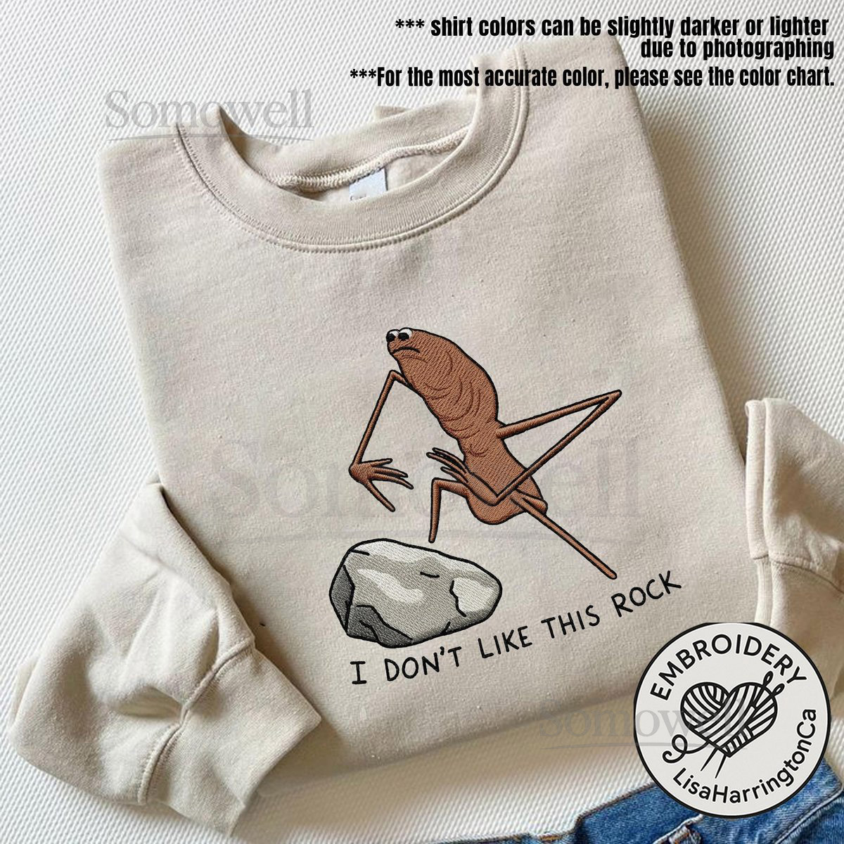 EMBROIDERED Marcus The Worm Shirt I Don't Like This Rock Sweatshirt Marcus The Worm Meme T-shirt Funny Meme Shirts Brain Rot Shirts_85