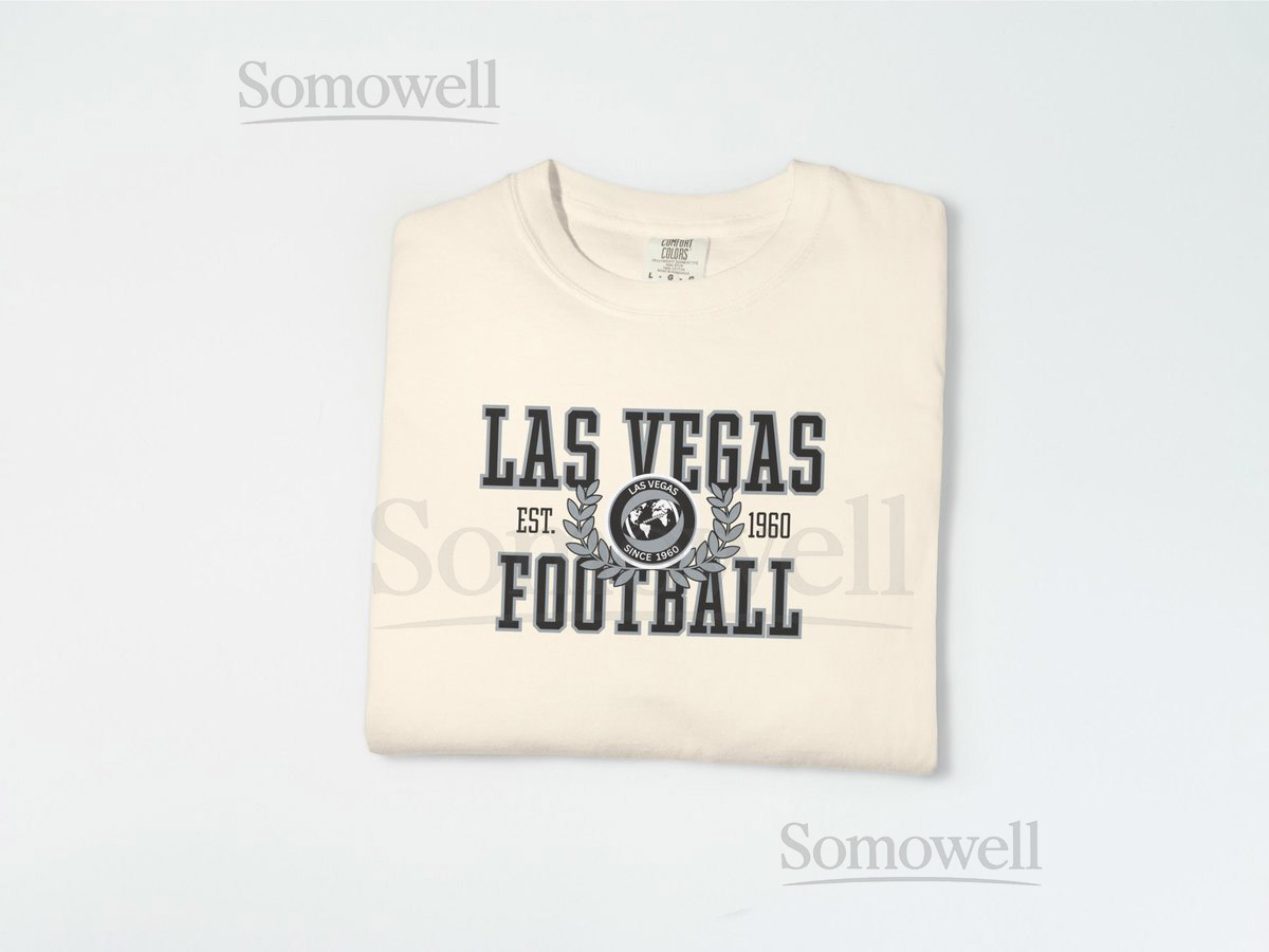 Las Vegas Football Shirt Comfort Colors Vintage Collegiate Crest Football Mom Game Day Tee Retro Graphic Oakland Football Season_464