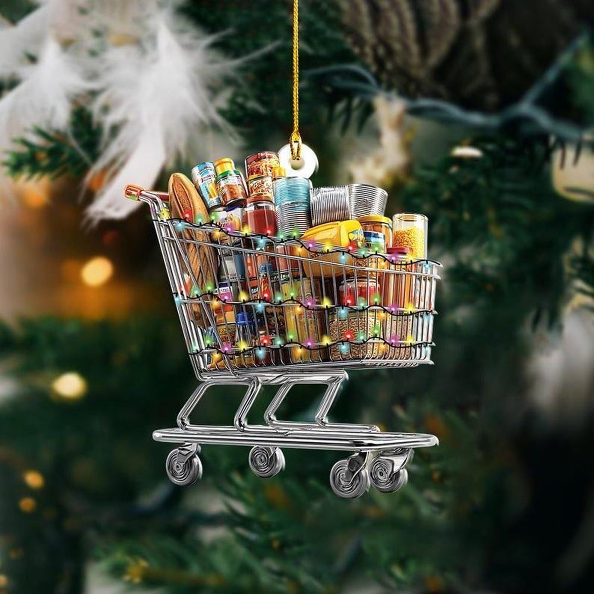 Personalized Shopping Cart Christmas Ornament Shopping Cart Ornament Retail Worker Gift Supermarket Ornament Grocery Decor