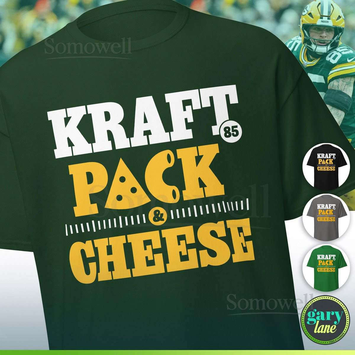 Tucker Kraft 85 Tight End Shirt Packers Fan Green Bay Gear Cheese Head Wisconsin Sports Player Green Gold Tee Tailgating Party T-Shirt_671