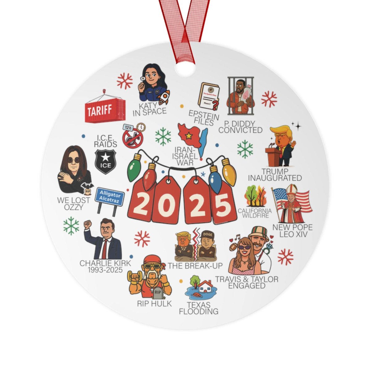 2025 Year in Review Christmas Ornament Notable Events Keepsake