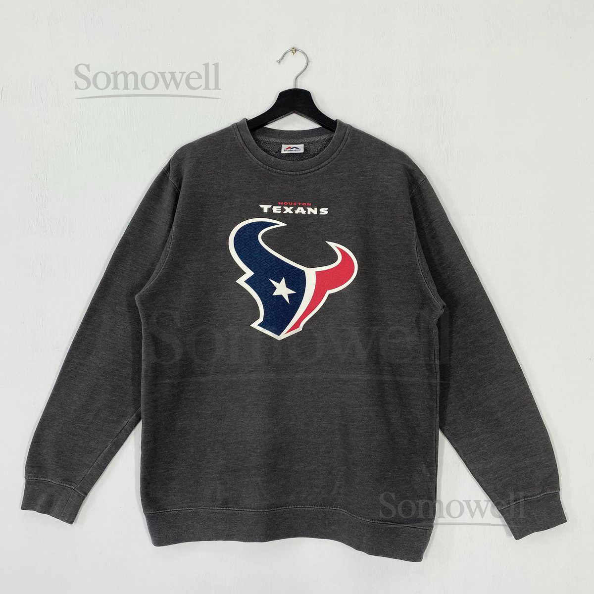 Vintage Houston Texans Sweatshirt Crewneck Pullover Sportswear NFL Houston Texans Print Logo Grey _969