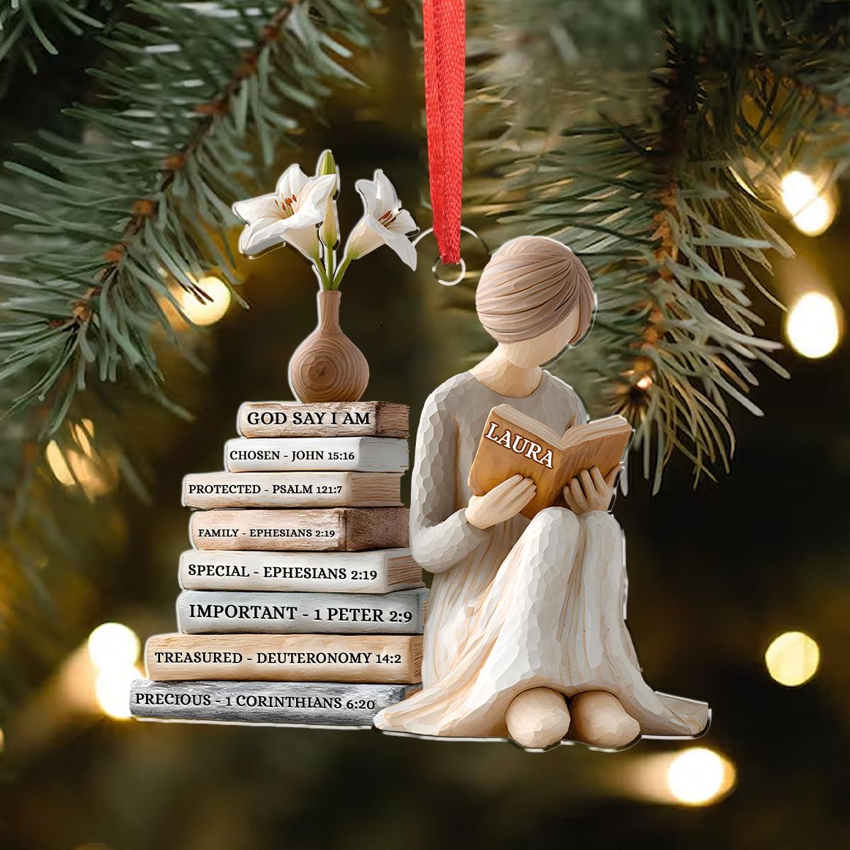 Personalized God Says I Am Ornament Christian Name Ornament with Bible Verse Christmas Keepsake Religious Gift