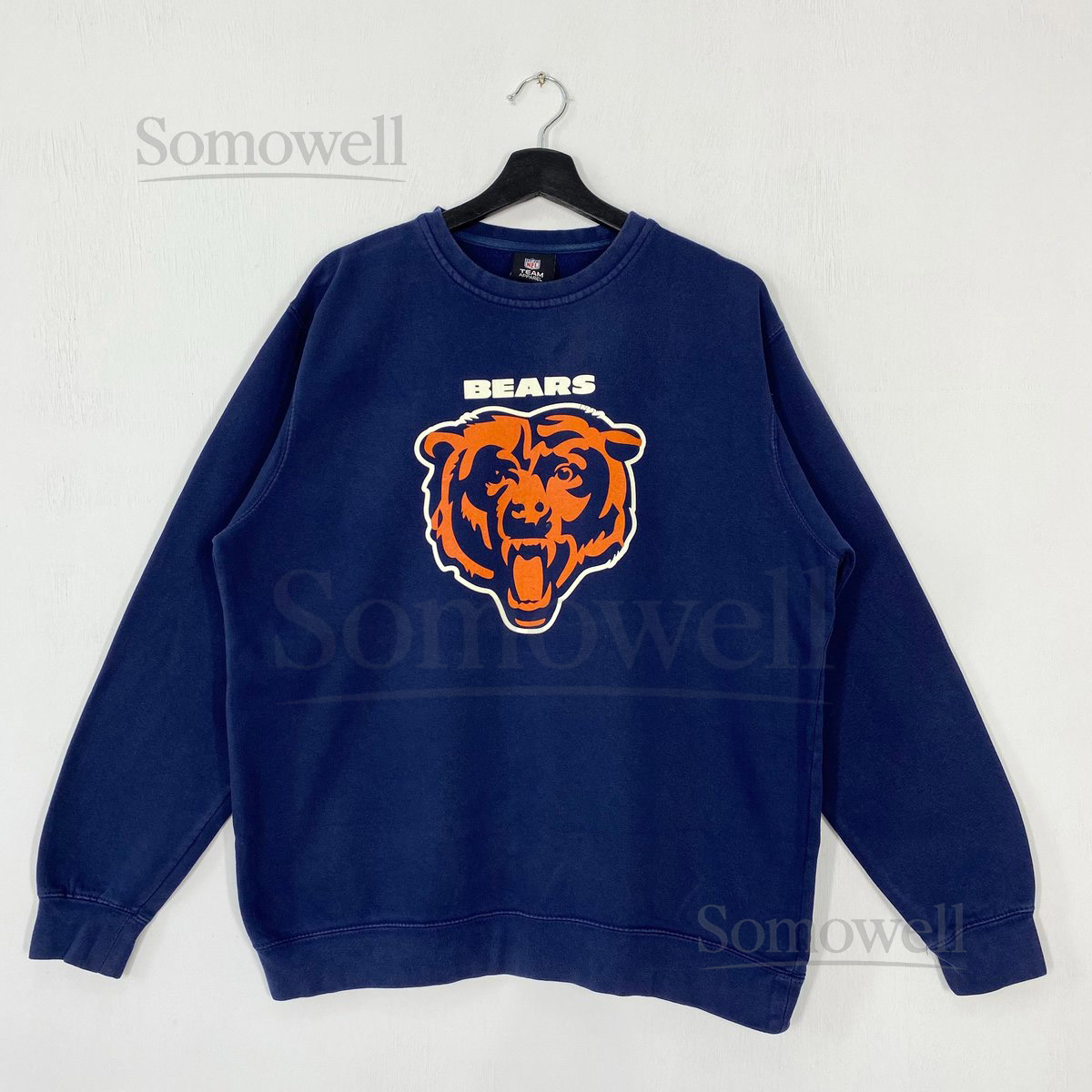 Vintage Chicago Bears Sweatshirt Crewneck Pullover Sportswear NFL Chicago Bears Print Logo Blue Large_1070