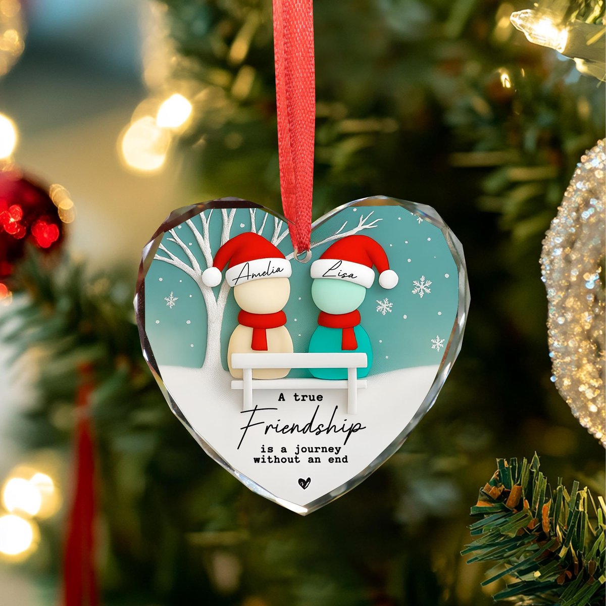 Custom Friendship Sea Glass Ornament Best Friends Christmas Gift Gift for Besties BFF Christmas Tree Decor Timeless Friendship Ornament