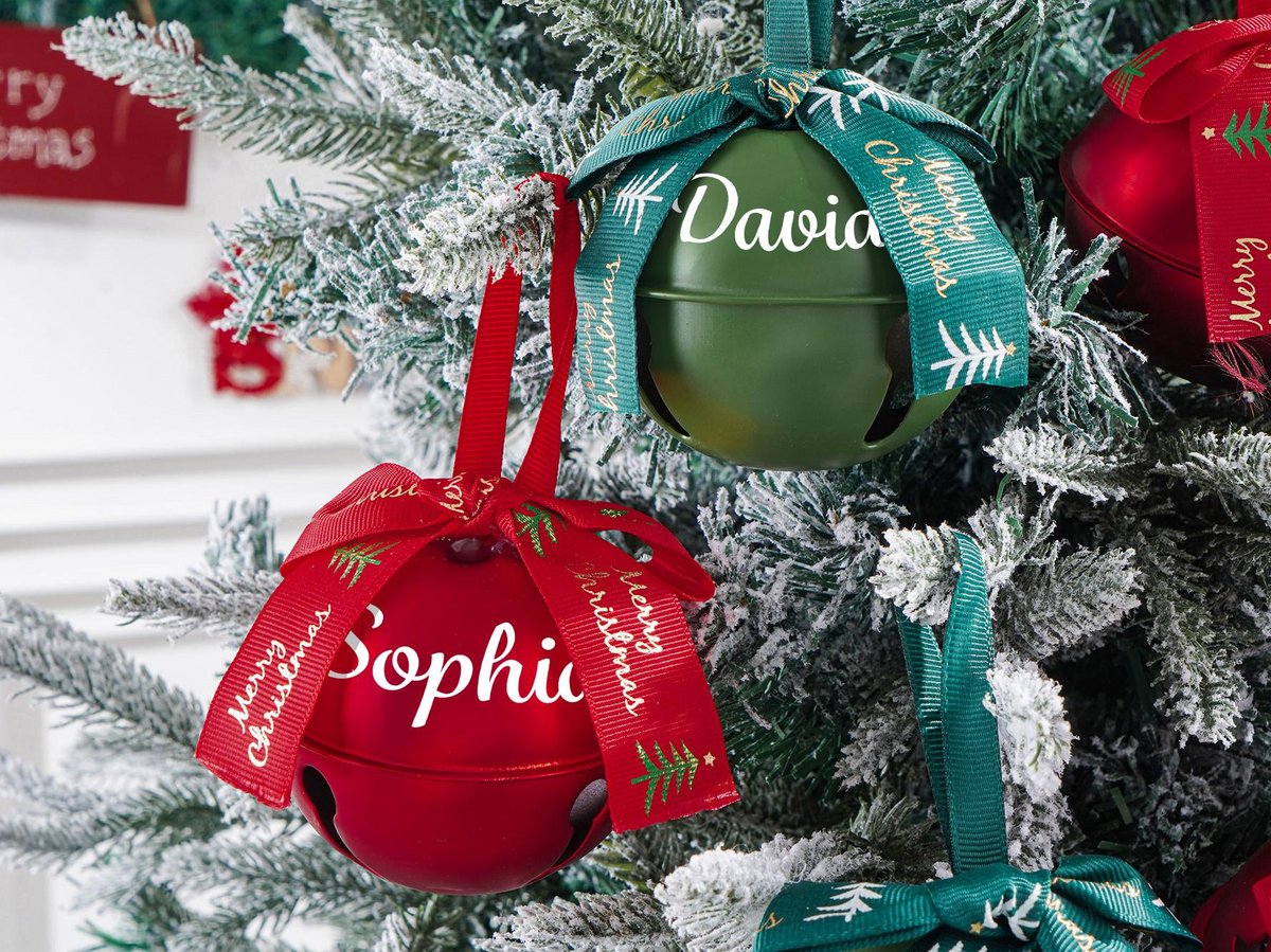 Personalized Christmas Jingle bell ornament Christmas Bow Jingle Bell Personalized Christmas tree ornament Christmas Decor Holiday Gifts