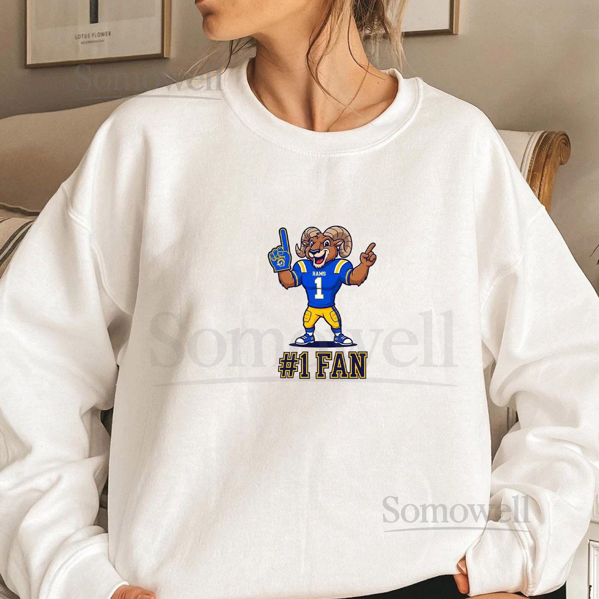 Vintage LA Rams Sweatshirt 1 Fan Mascot Game Day Outfit_133