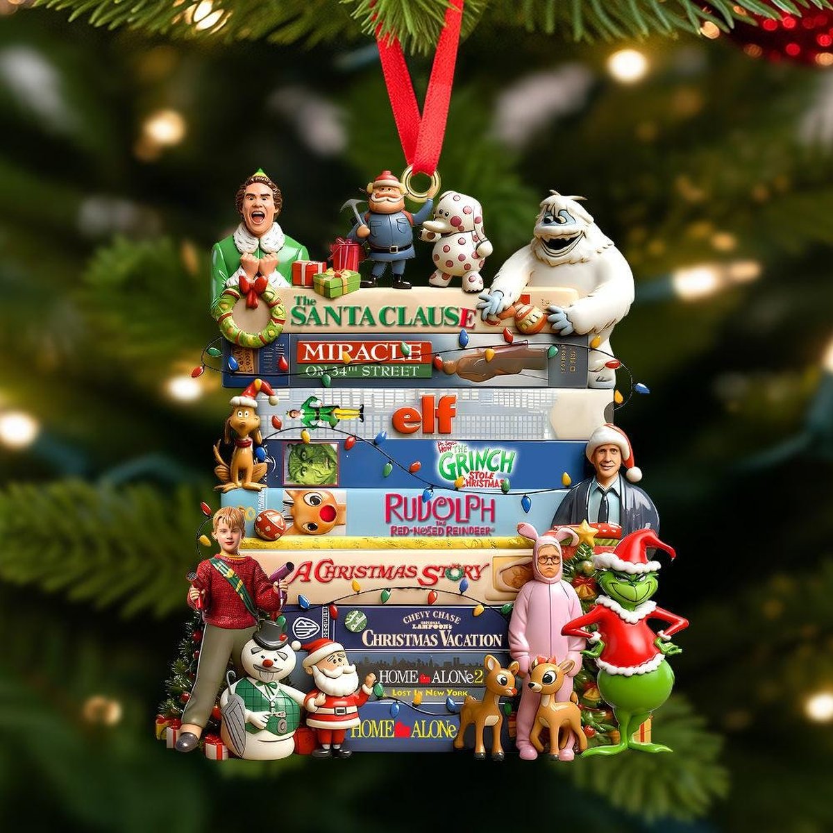 Classic Movie Collection Stack Acrylic Ornament - Personalized Christmas Gift