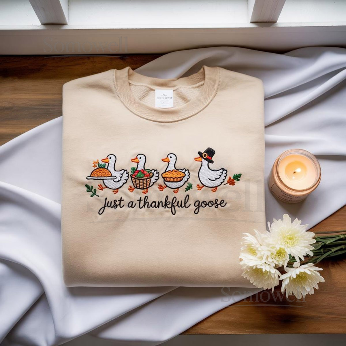 Embroidered Just a Thankful Goose Shirt Thanksgiving Goose Shirt Family Thanksgiving Shirt Fall Vibes Shirt Fall Vibes Gift Shirt_76
