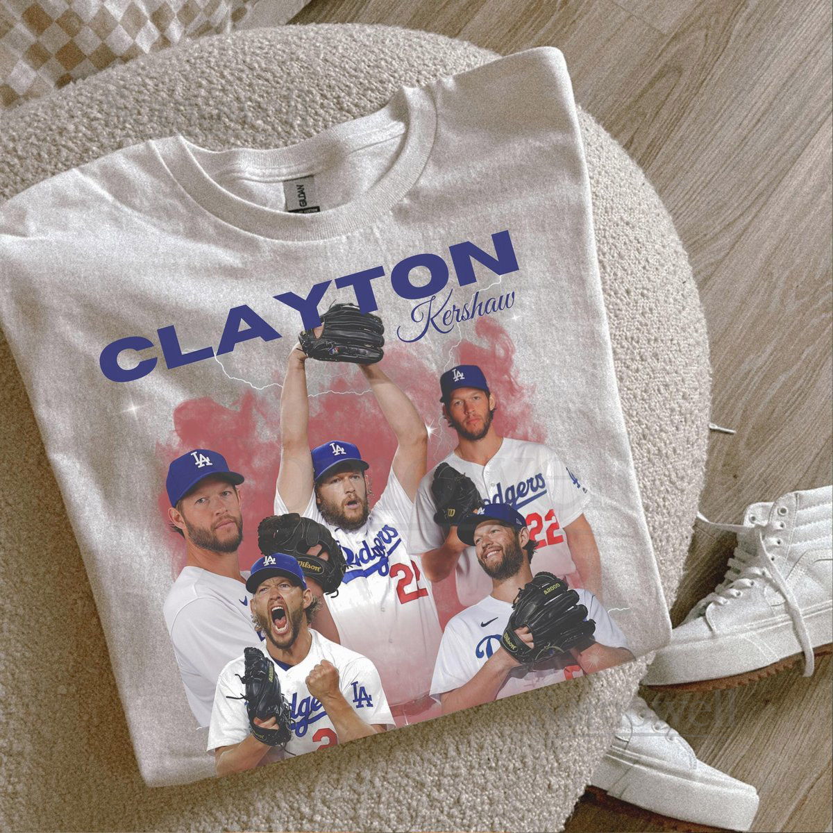 Dodgers Baseball Vintage Look Oversized Boxy Hip Hop T Shirt Bootleg Washed MVP Dodgers T-Shirt Clayton Kershaw T-Shirt_308