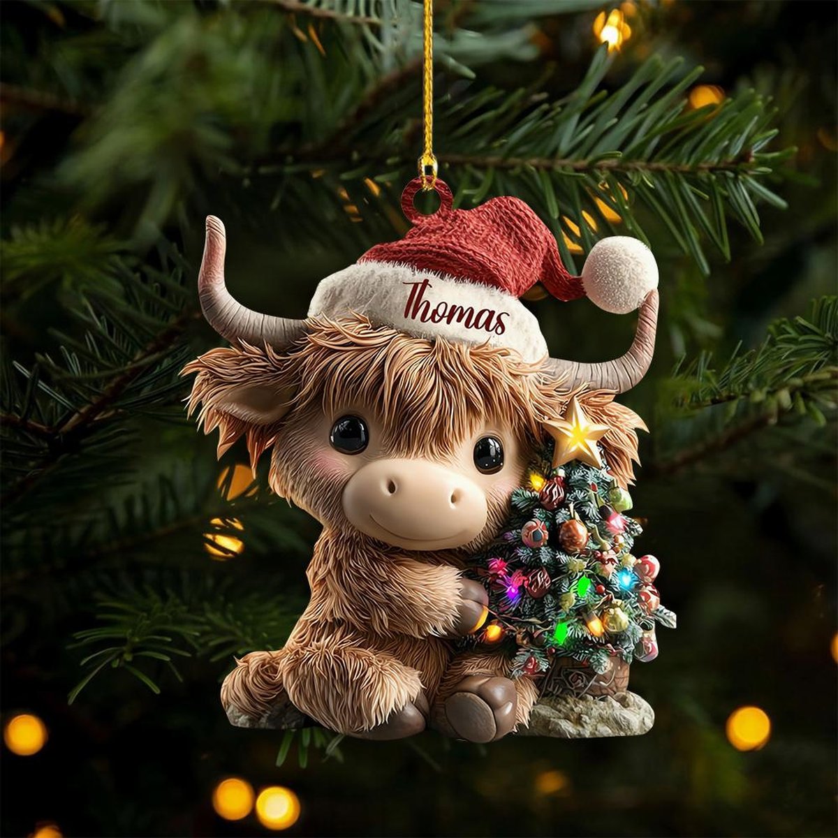 Personalized Highland Cow Christmas Ornament Highland Cow Ornament Hanging Funny Cattle Ornament Highland Cow Lovers Gift_4391374721