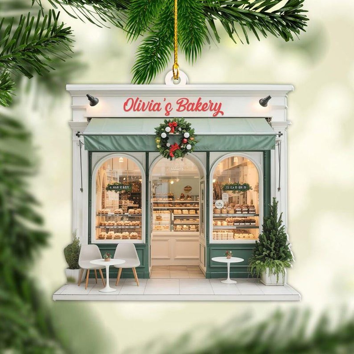 Custom Name Bakery Christmas Ornament Bakery Shop Ornament Gift Bakery House Hanging Ornament Kitchen Ornament Bakery Owner Gift