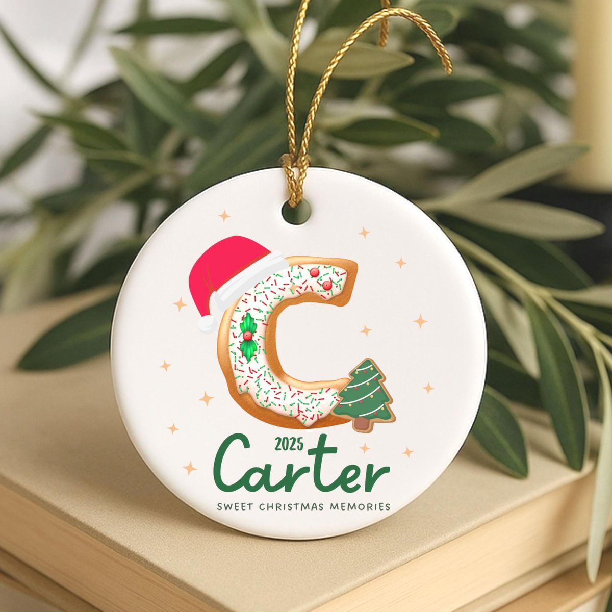 Personalized Initial Ornament Custom Letter Ornament Monogram Christmas Keepsake Coworker Gift Initial Ceramic Ornament 2025 Ornament