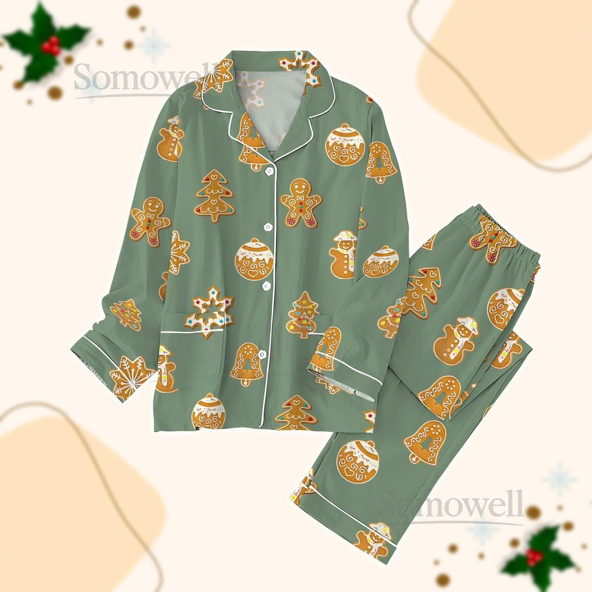 Gingerbread Christmas Pajamas Set Cookie Xmas Party Pajamas Funny Christmas Matching Pajamas Gift For Baker Winter Holiday Gift_35