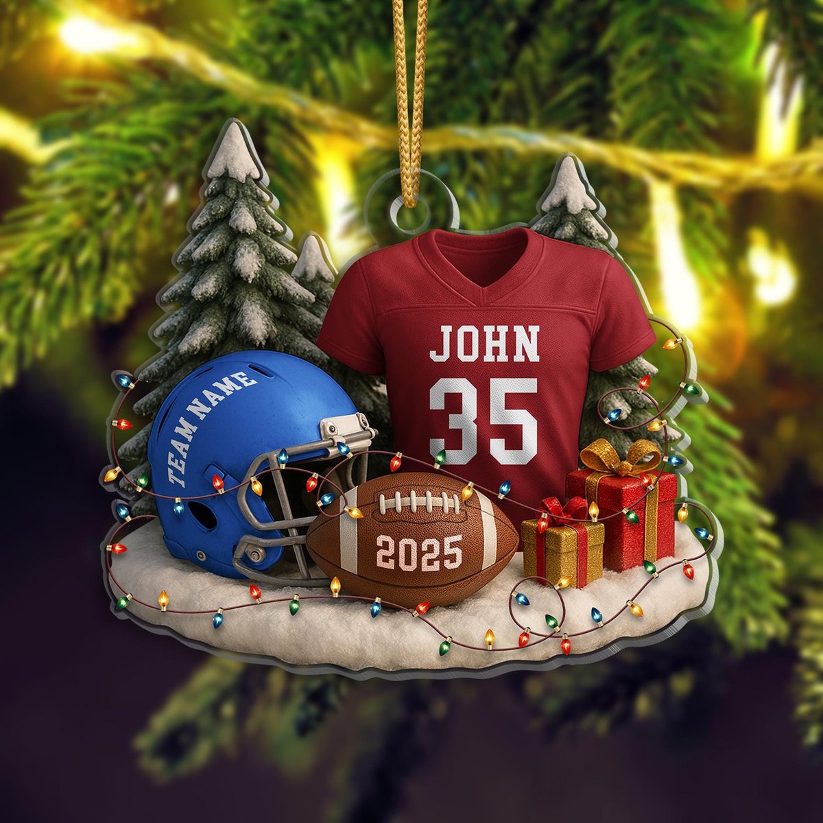 Personalized Football Ornament 2025 Custom Jersey Helmet Keepsake