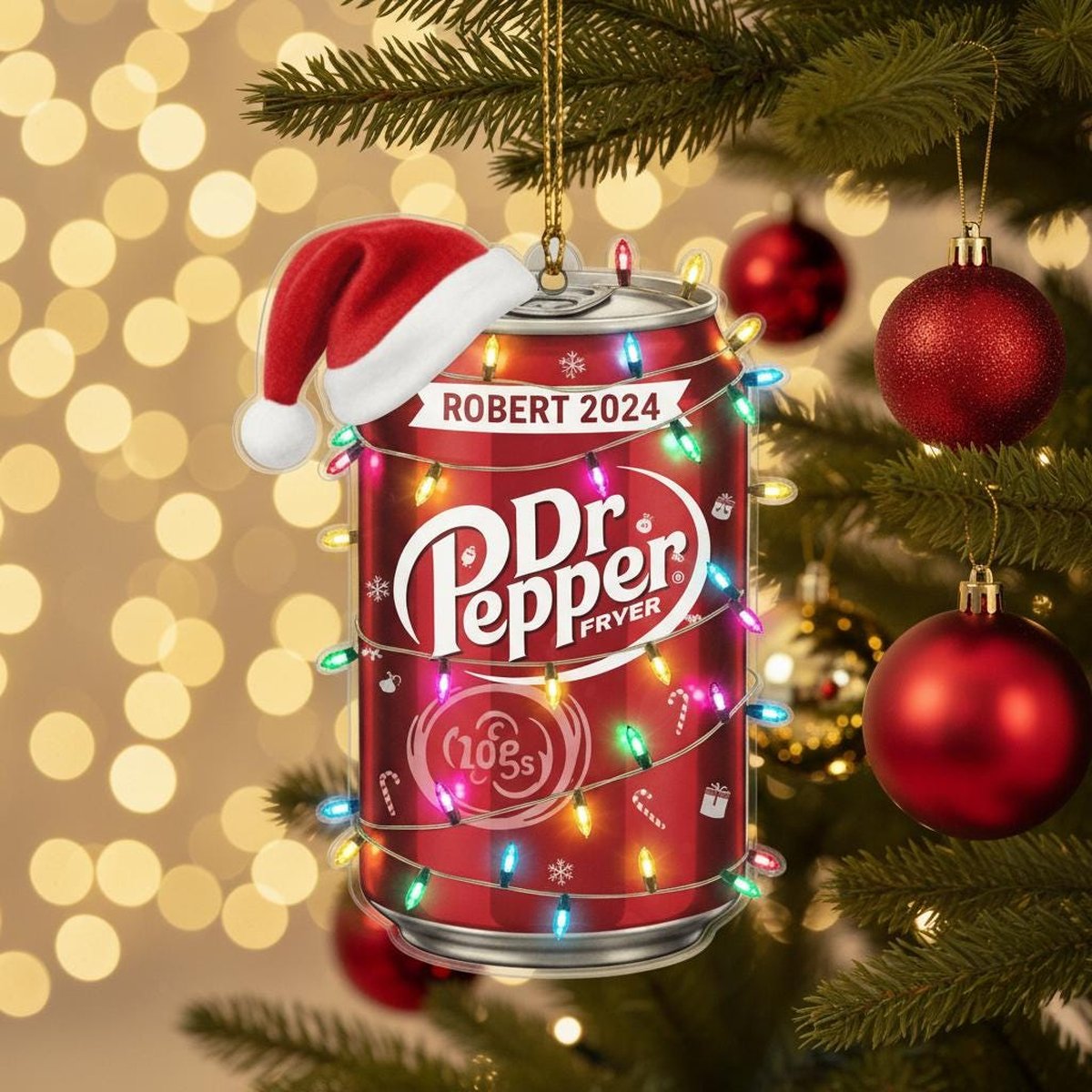 Personalized Soda Can Ornament Custom Name Acrylic Ornament 2025 Funny Christmas Tree Decor Beverage Lover Gift Holiday Lights Keepsake