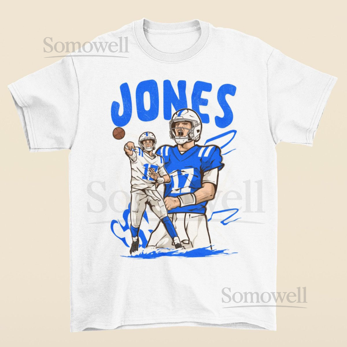 Daniel Jones Cartoon Style Indianapolis Football _84