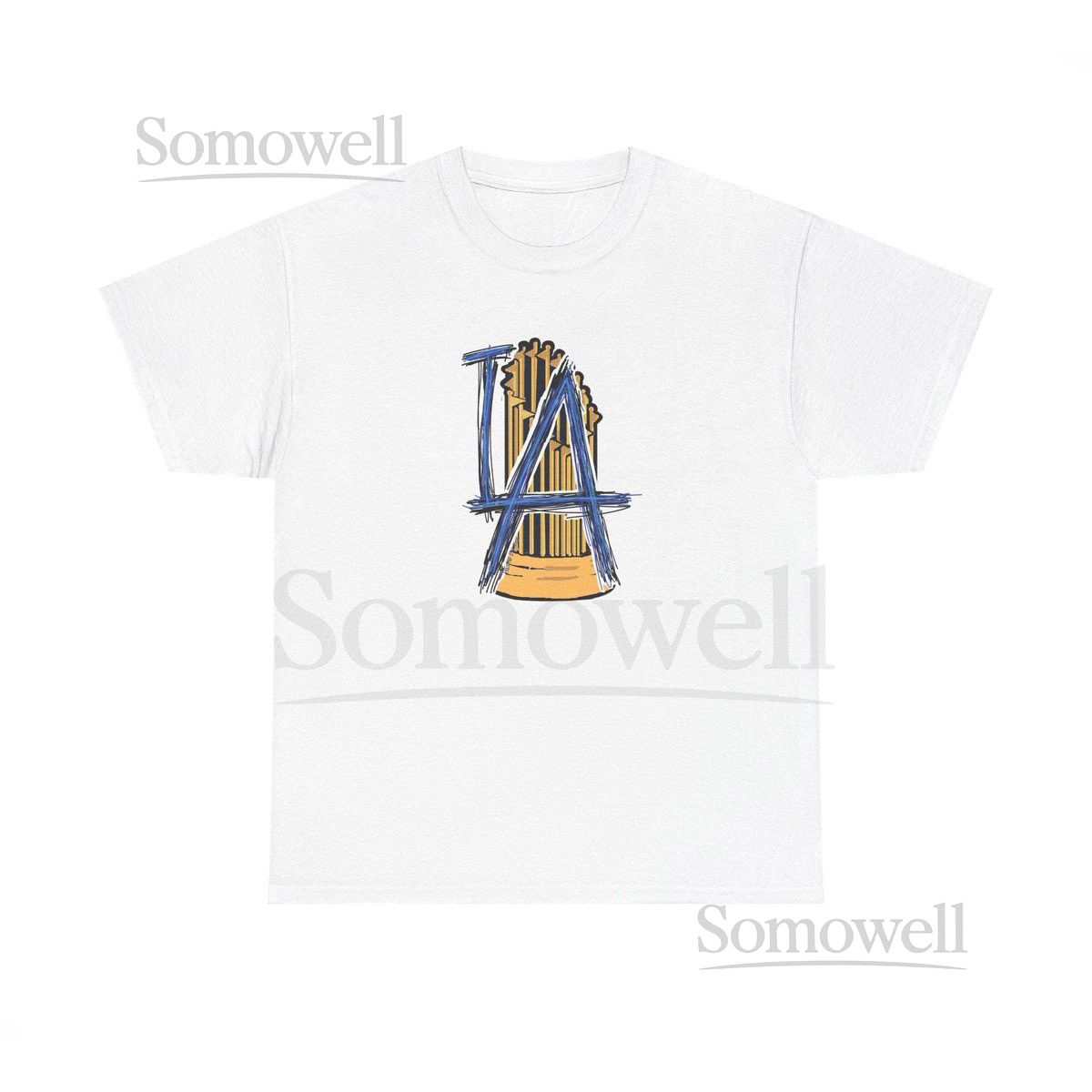 Unisex Heavy Cotton Tee with Artistic LA Champion Design_953