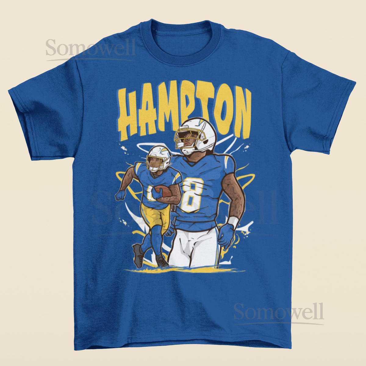 Omarion Hampton Cartoon Style Los Angeles Football T-Shirt_638