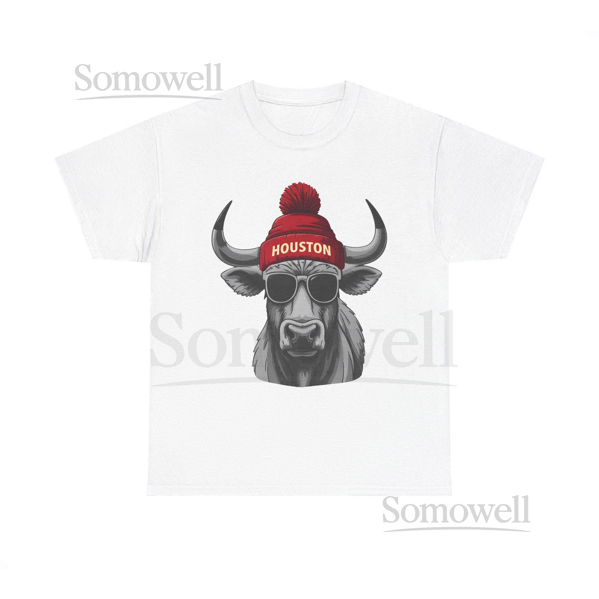 Houston Bull Graphic Tee Unisex Heavy Cotton T-Shirt Gift for Houston Lovers Casual Wear Animal Print Shirt Trendy F_216