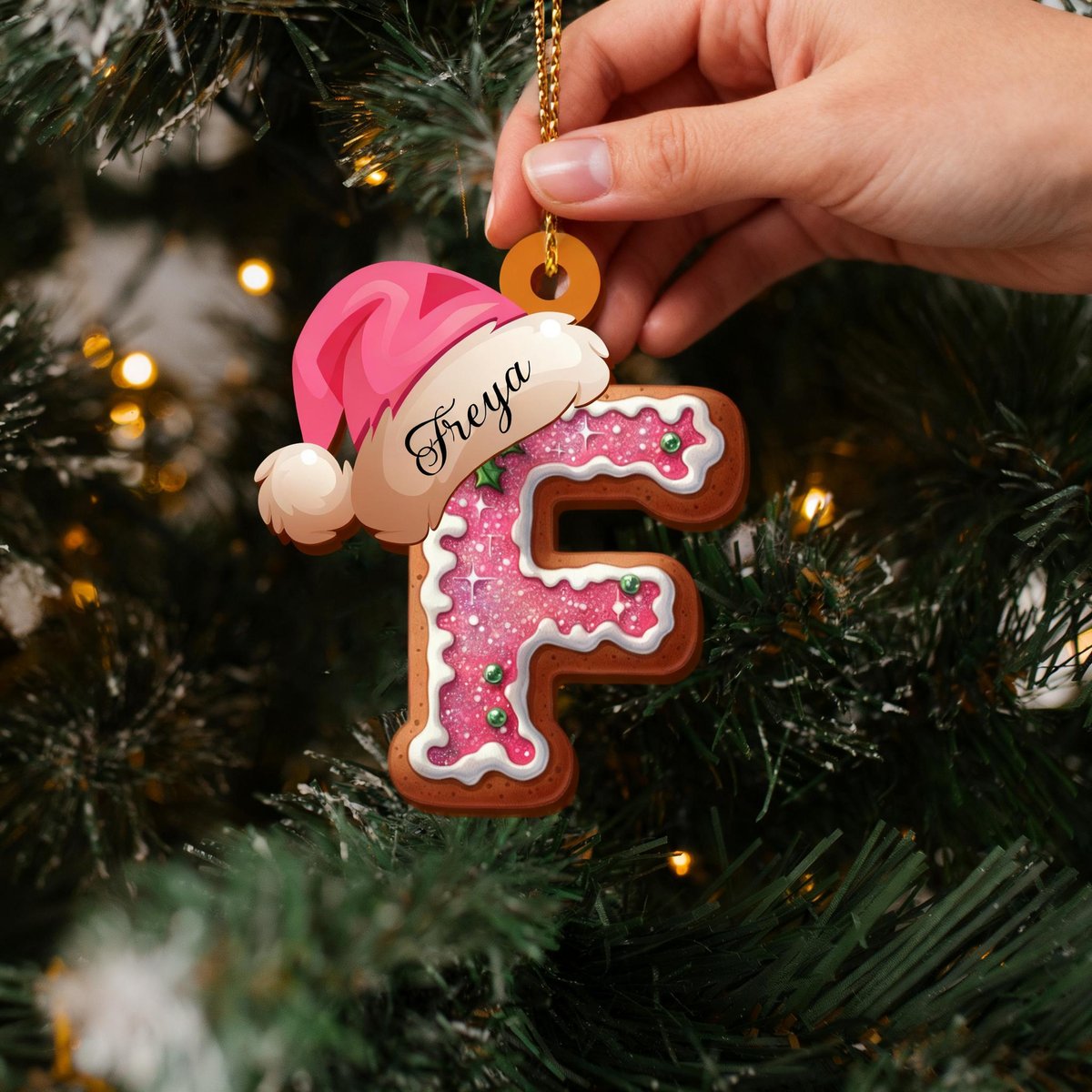 Personalized Gingerbread Letter Ornament Custom Name Christmas Tree Decor Christmas Stocking Name Tags Family Holiday Keepsake Ornaments