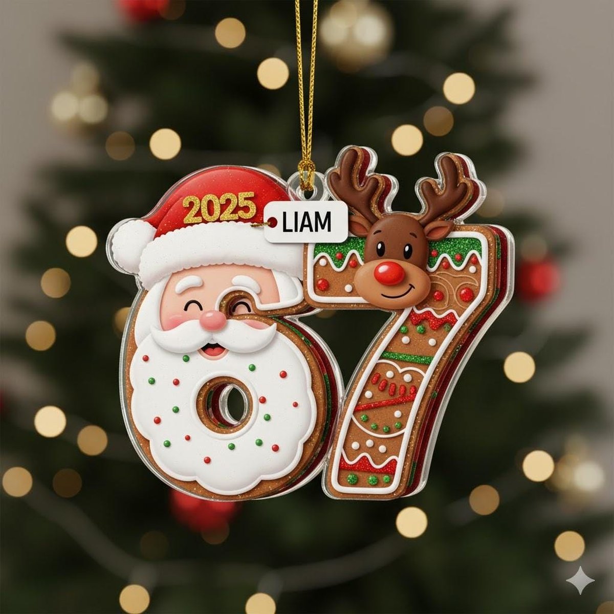 Six Seven Christmas Acrylic Ornament Teen Slang Ornament Funny Teenager Ornament 67 Six Seven Santa Ornament Gen Z Tween Ornament