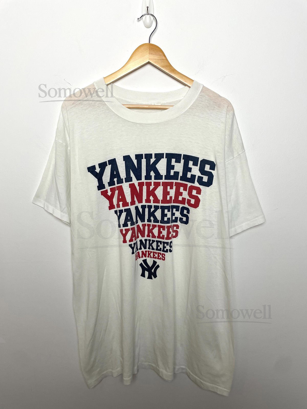 Vintage 1980s New York Yankees MLB Baseball Spell Out Graphic Tee Shirt size adult XL_384