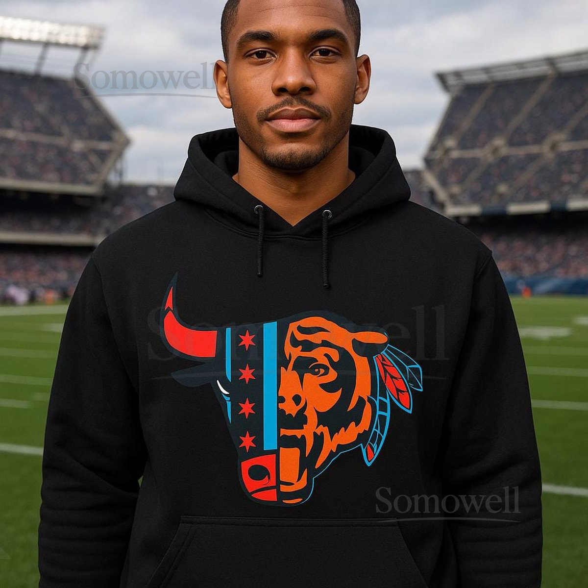 Chicago Sports Mashup Hoodie Bulls Bears Blackhawks Fusion_11