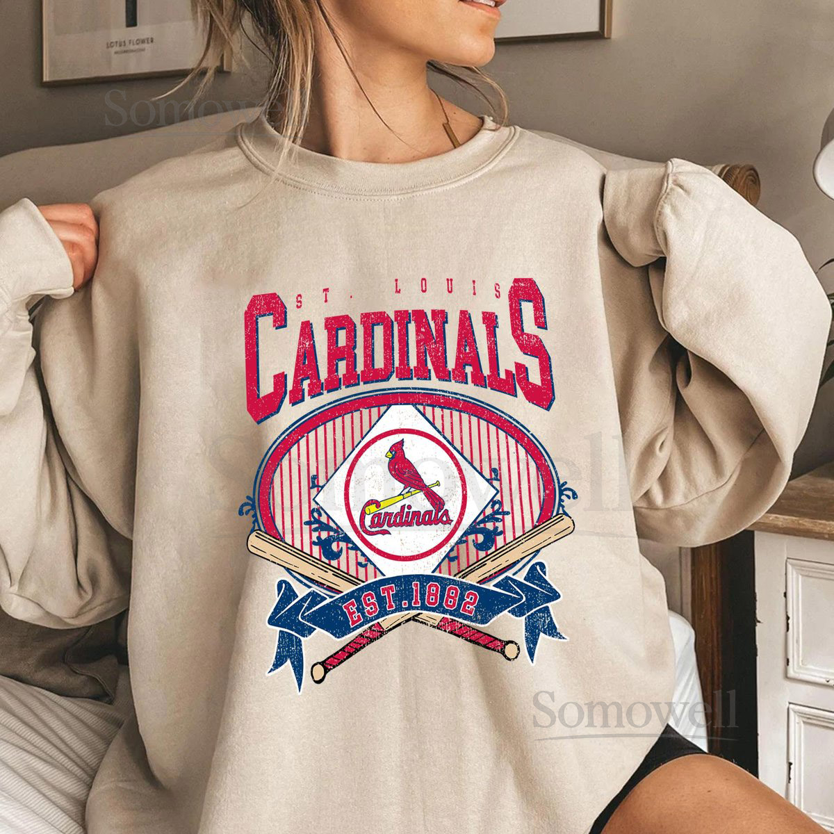 St. Louis Cardinals Sweatshirt Retro Baseball Crewneck Game Day Pullover_791