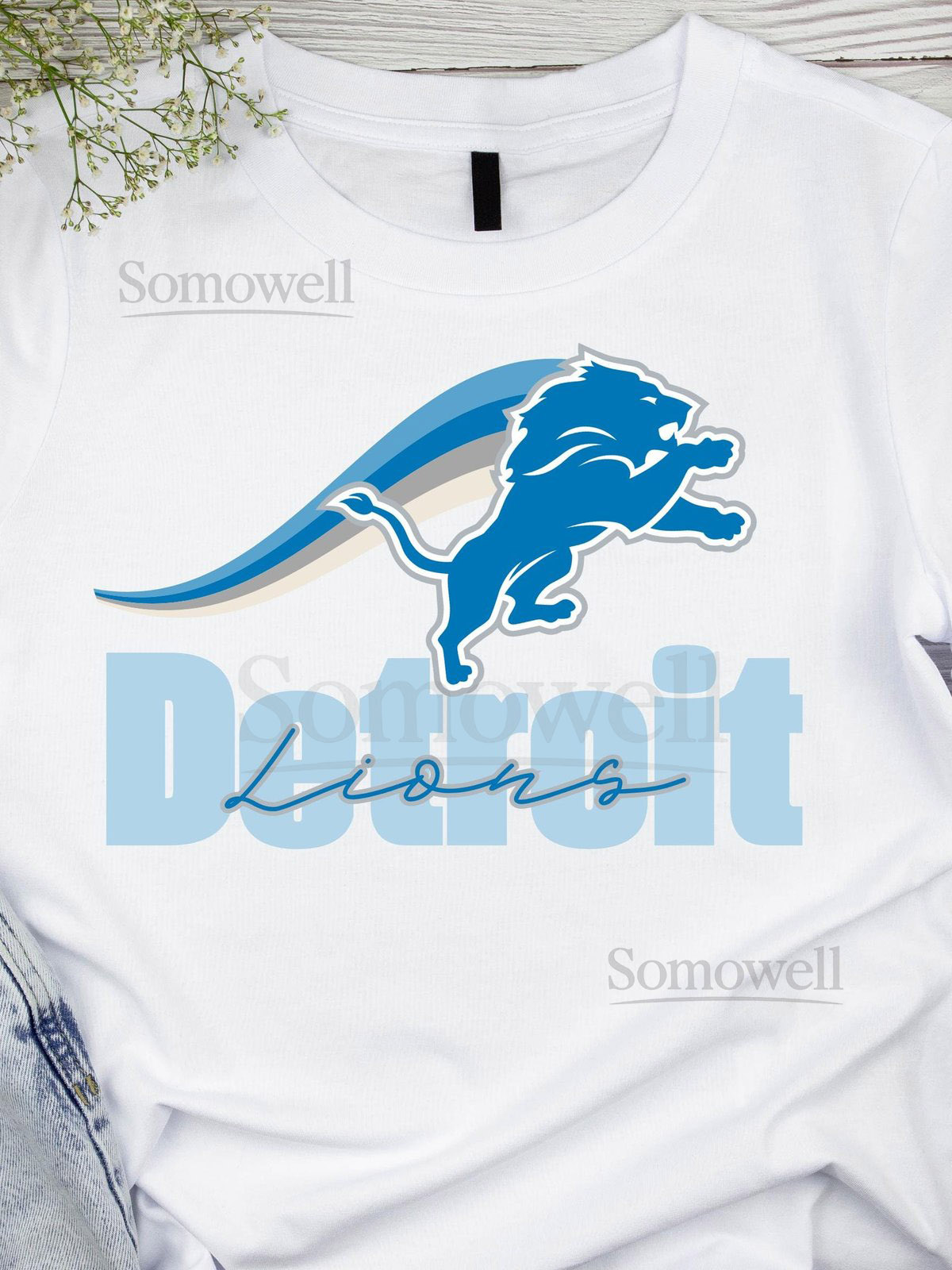 Motor City Football Shirt for Women Detroit Fan Gift Roaring Blue Cat Tee Game Day Top_671